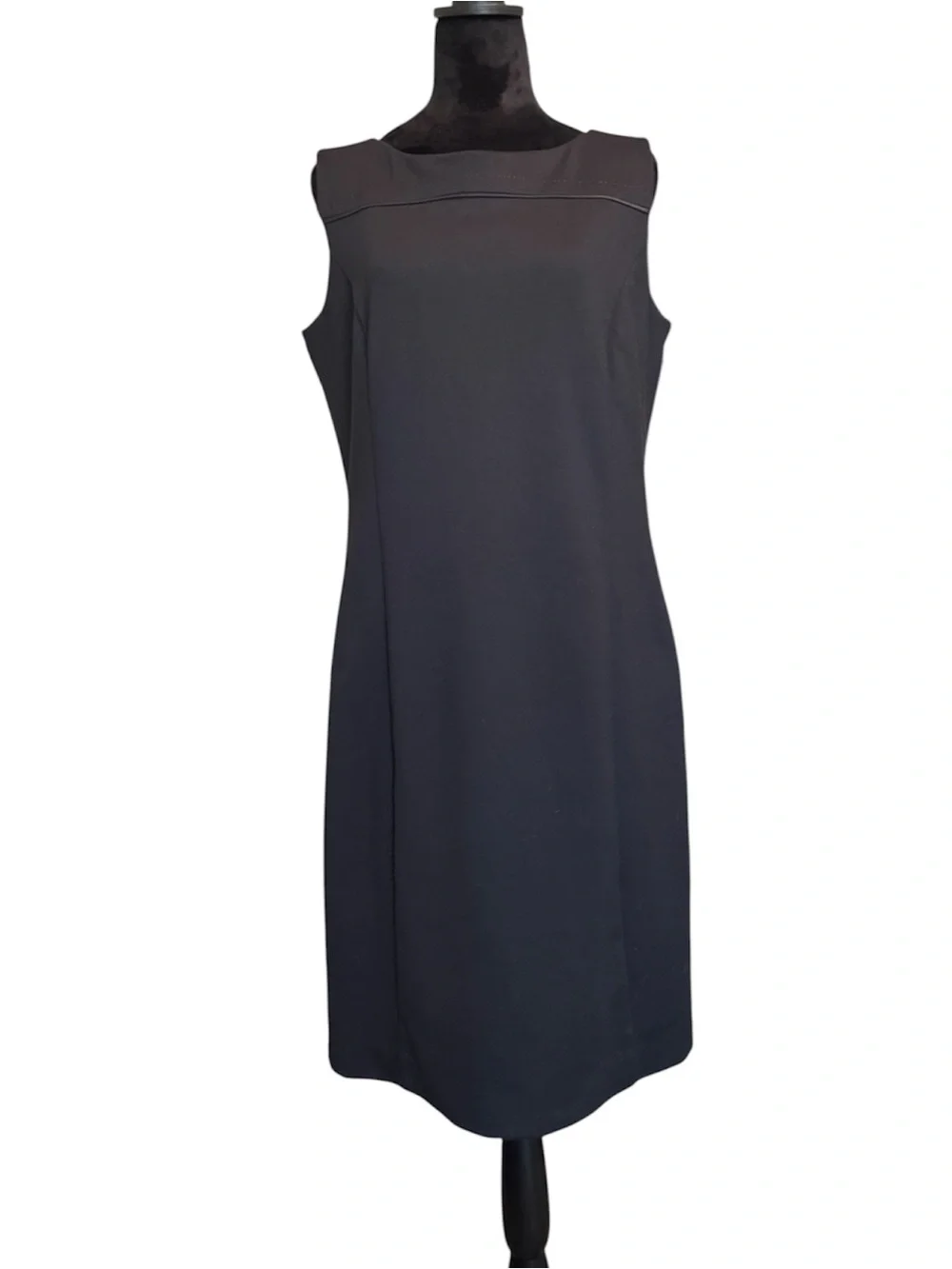 Coldwater Creek Sleeveless Black Midi Sheath Lined Rayon Tank Dress Medium 10/12